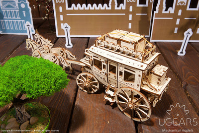 3D Wooden UGEARS STAGECOACH Model Puzzle - Wooden Puzzle Toys