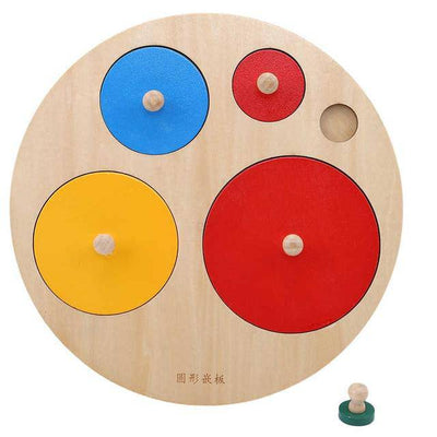 Wooden Learning Geometric Shape Panels with Hand Grasp Toys - Wooden Puzzle Toys