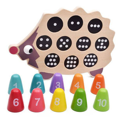 Wooden Colorful Hedgehog Counting Toy - Wooden Puzzle Toys