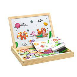 Wooden Magnetic Puzzle & Drawing Board - Wooden Puzzle Toys
