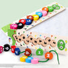 Wooden Learning Baby Toys Colorful Number Stringing Threading Caterpillar Toy - Wooden Puzzle Toys