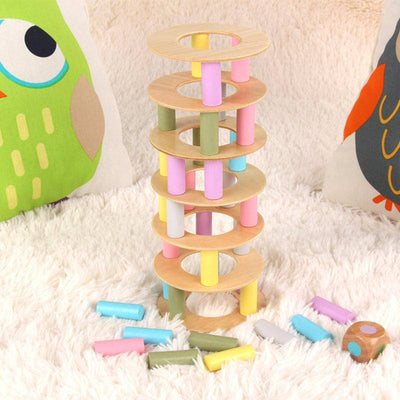 Wooden Macaroon Pisa Tower Building Blocks - Wooden Puzzle Toys