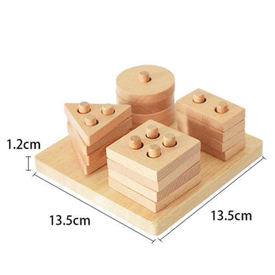 Wooden Stacking Geometric Shape Blocks - Wooden Puzzle Toys
